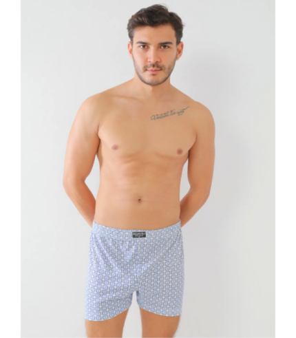 Desenli Mavi Renk 6'lı Erkek Boxer